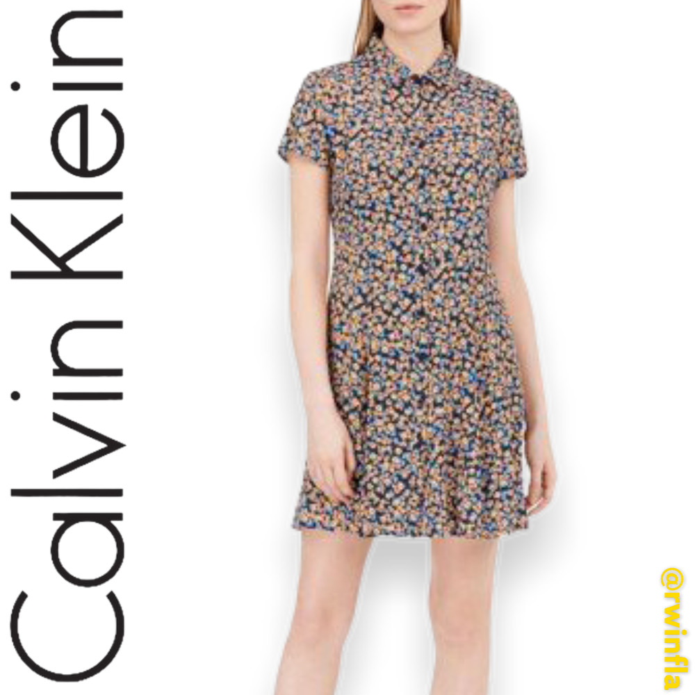 Calvin Klein Mini Dress Casual Floral Print NWT